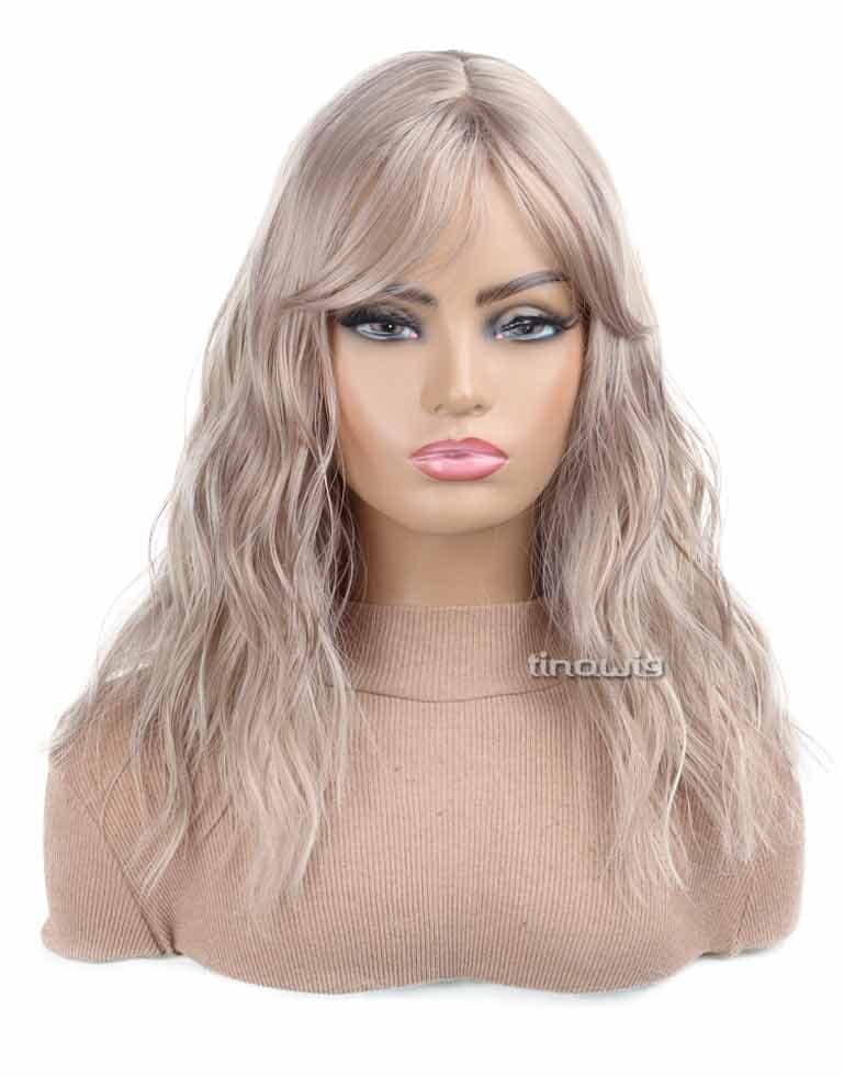 کلاه گیس زنانه کدCHLOE50-vanillapink با موی مصنوعی رنگ صورتی وانیلی مدل کلوئه — تصویر ۵