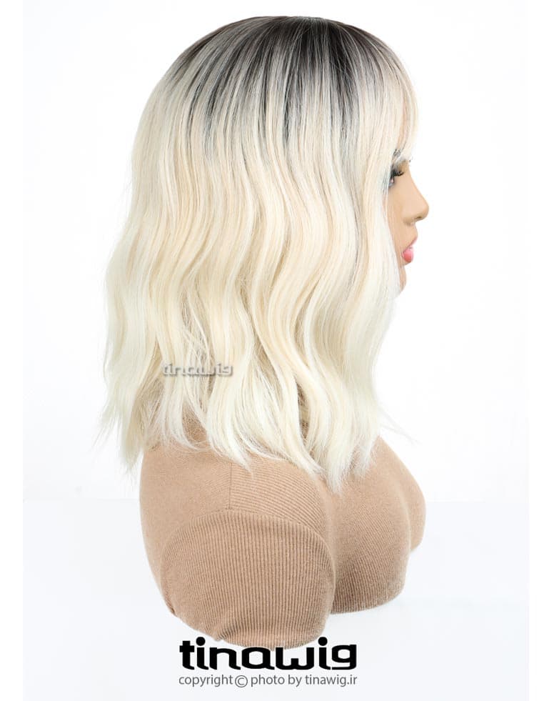 کلاه گیس زنانه کد-CHLOE50-8TT613 با موی مصنوعی رنگ آمبره استخوانی مدل کلوئه — تصویر ۱۰