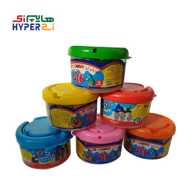 خمیر بازی 5 رنگ سطلی آریا — تصویر ۳