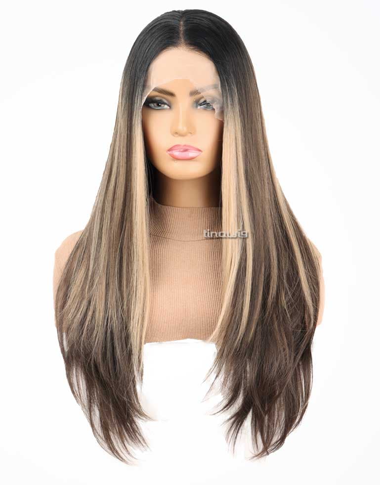 کلاه گیس زنانه کد-FLORA75-2T8H24 موی مصنوعی رنگ هایلایت