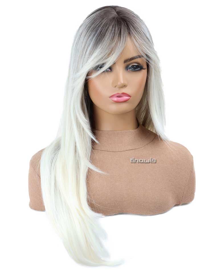 کلاه گیس زنانه کد-Brigis75-9T15H88 با موی مصنوعی رنگ آمبره استخوانی — تصویر ۵