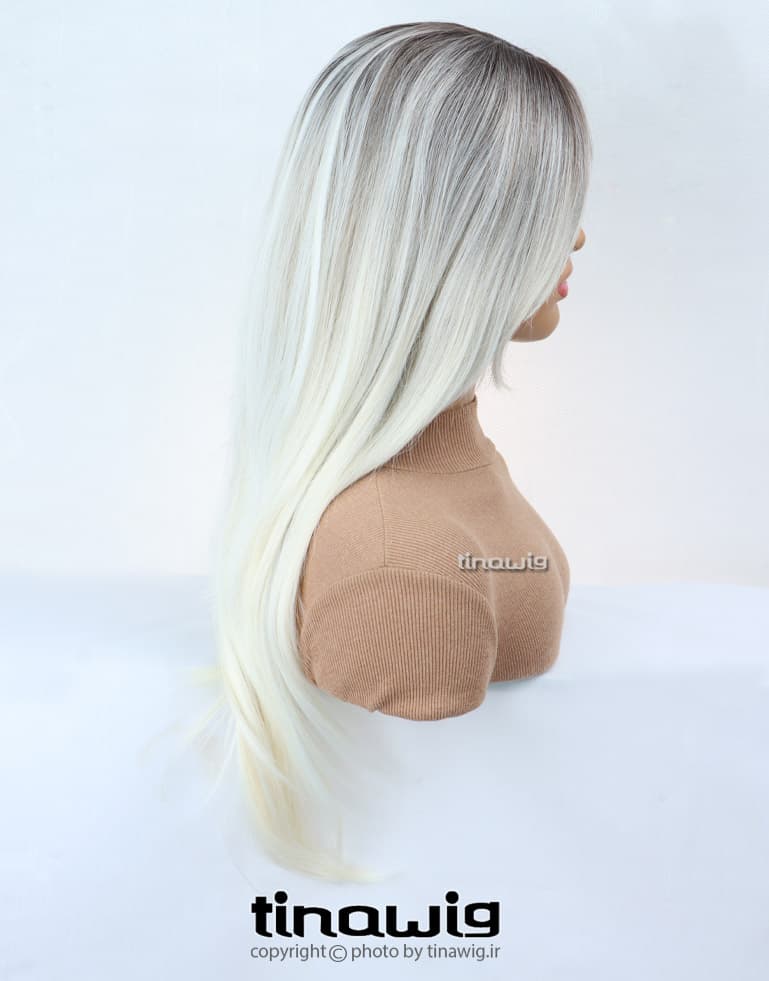 کلاه گیس زنانه کد-Brigis75-9T15H88 با موی مصنوعی رنگ آمبره استخوانی — تصویر ۲