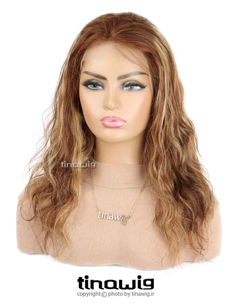 کلاه گیس زنانه کدHHLF-FARA-12H15 با موی طبیعی رنگ هایلایت