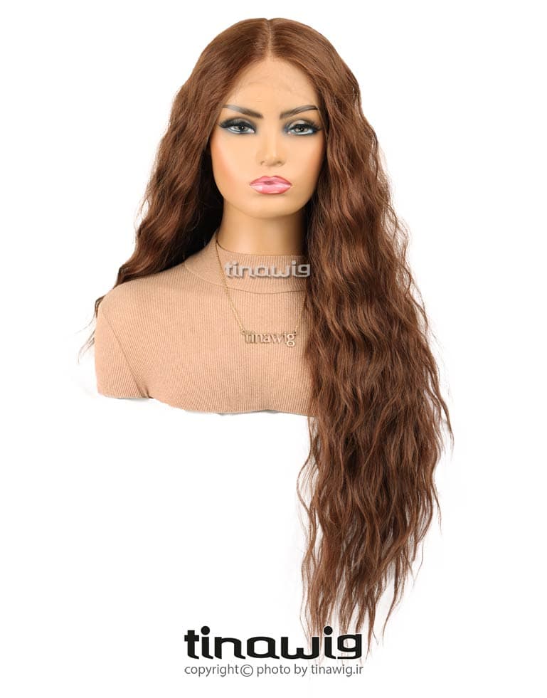 کلاه گیس زنانه کدALISA80-30 موی مصنوعی رنگ قهوه ای روشن — تصویر ۷