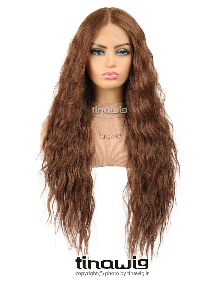 کلاه گیس زنانه کدALISA80-30 موی مصنوعی رنگ قهوه ای روشن — تصویر ۳
