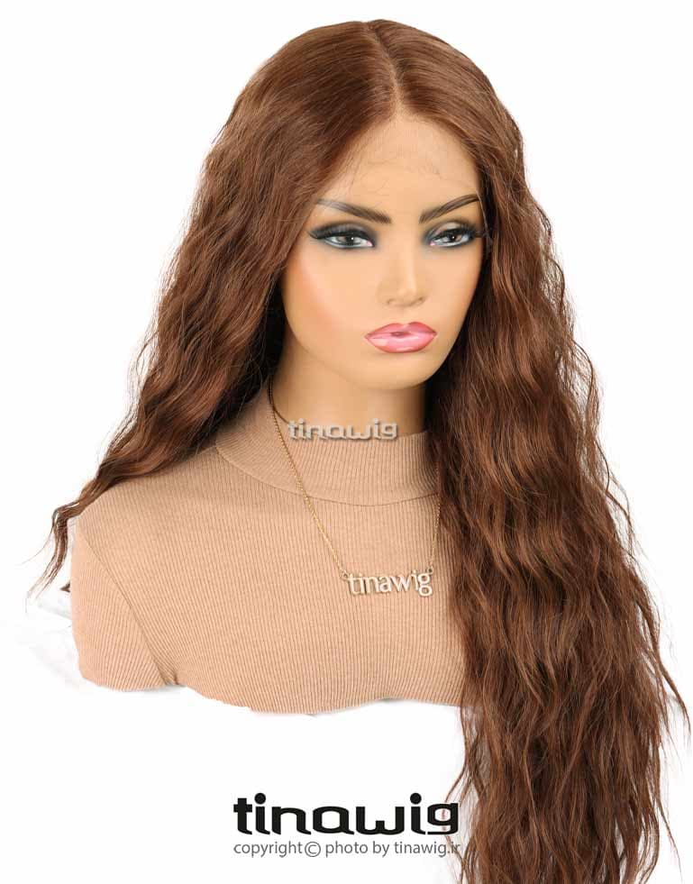 کلاه گیس زنانه کدALISA80-30 موی مصنوعی رنگ قهوه ای روشن — تصویر ۴