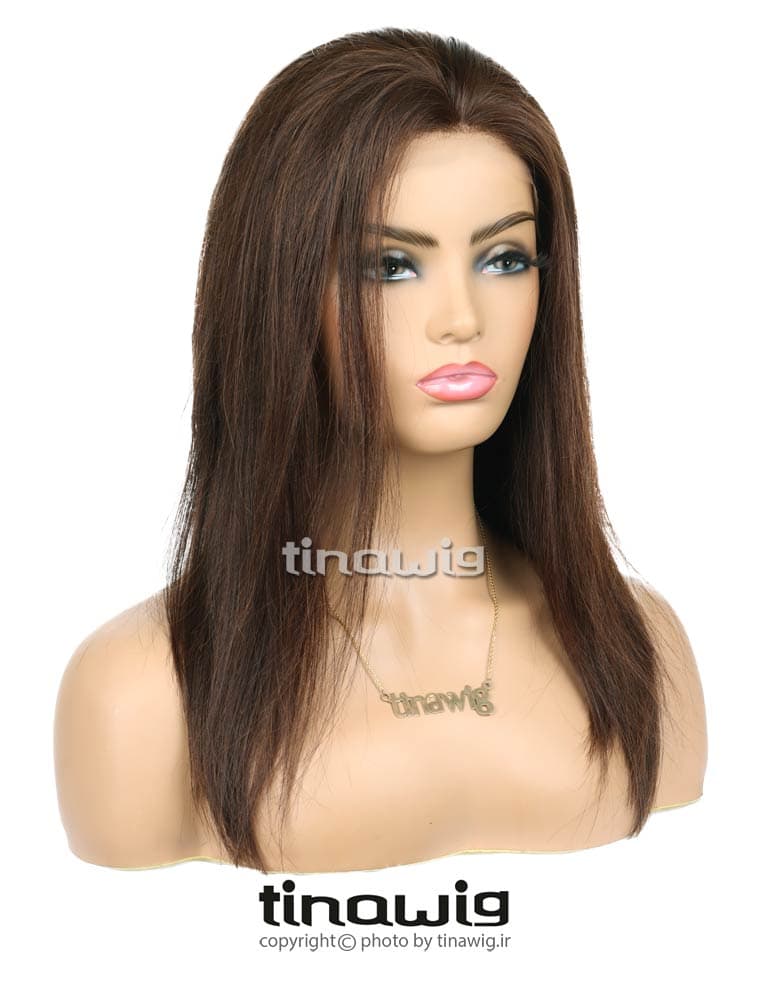 کلاه گیس زنانه کدLFS55-6 موی طبیعی رنگ قهوه ای — تصویر ۹