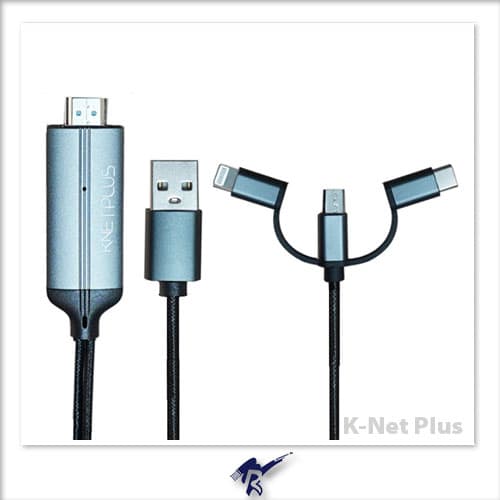 کابل تبدیل سه سر Micro و Type C و Lightning به HDMI کی نت پلاس KP-CT3 — تصویر ۵