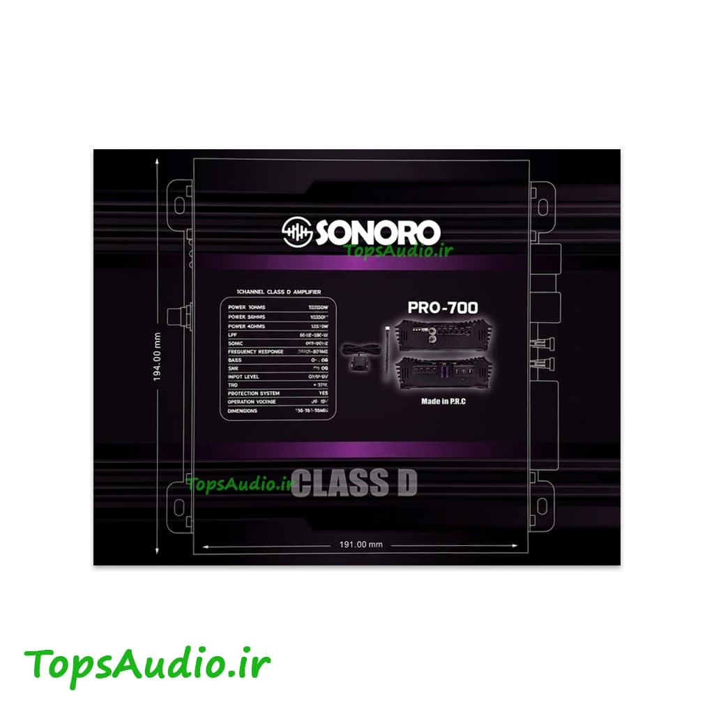 آمپلی فایر مونو سونورو مدل SONORO PRO-700 — تصویر ۴