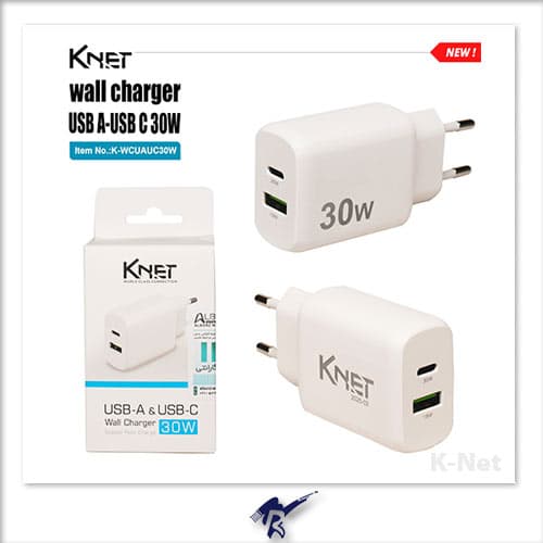 شارژر موبایل و تبلت 30 وات کی نت مدل K-WCUAUC30W — تصویر ۲