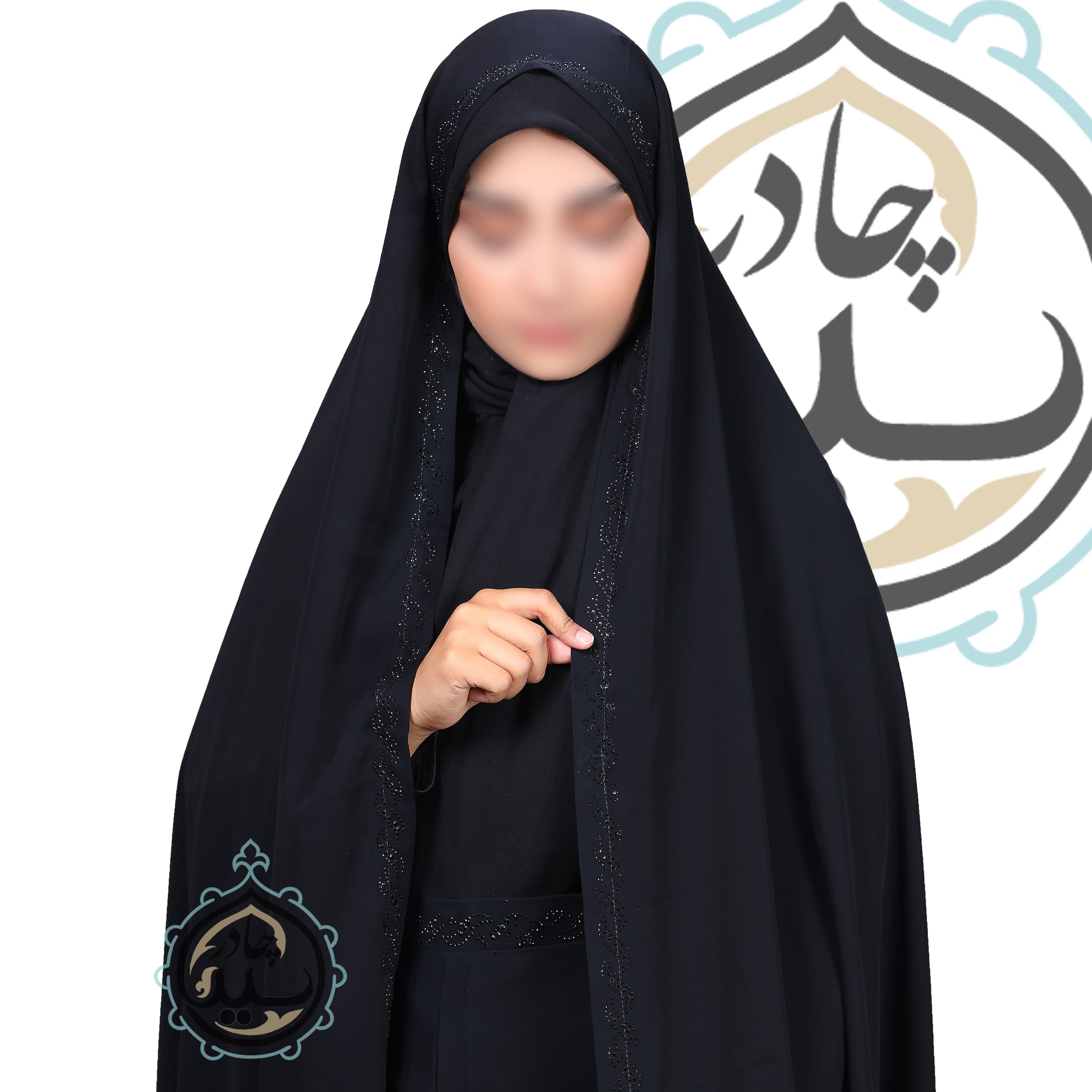 چادر مجلسی حسنا نگین دار | ساده بپوش، خاص بدرخش — تصویر ۹