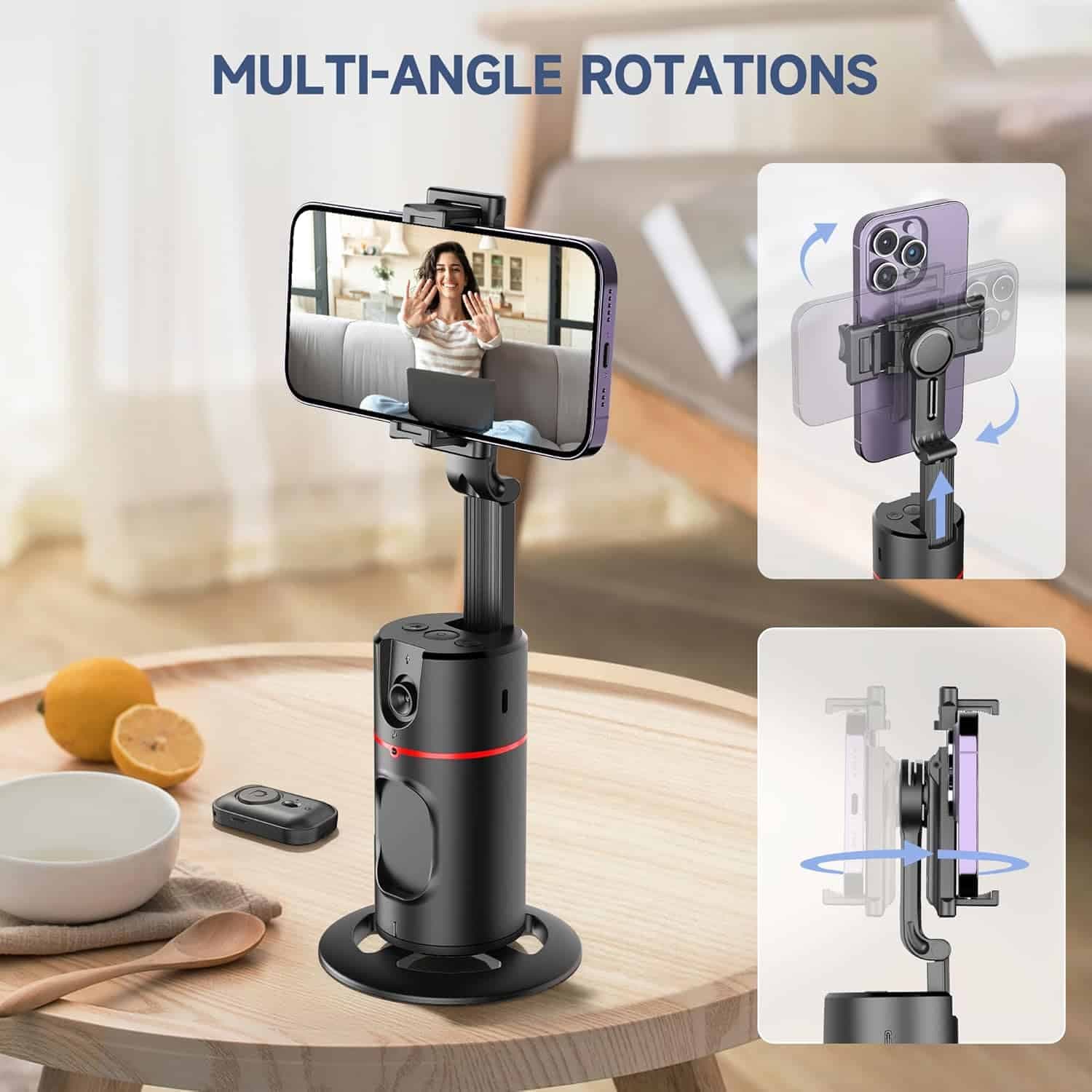 پایه موبایل هوشمند با قابلیت تشخیص چهره و چرخش 360 درجه خودکار qirita — تصویر ۴