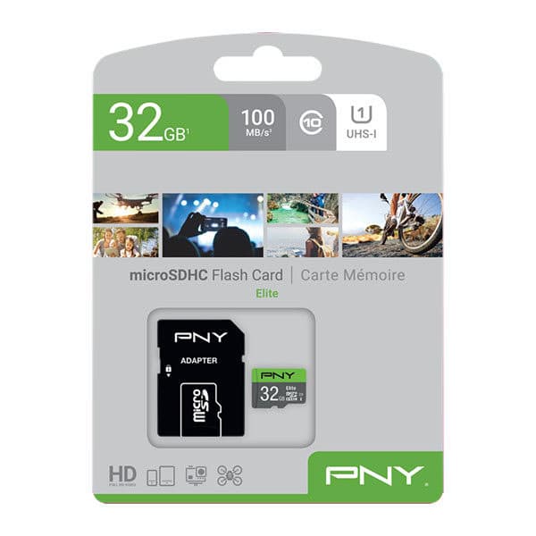کارت حافظه microSDHC پی ان وای pny مدل Elite کلاس 10 استاندارد UHS-I U1 سرعت 100MBps ظرفیت 32 گیگابایت به همراه آداپتور SD — تصویر ۲