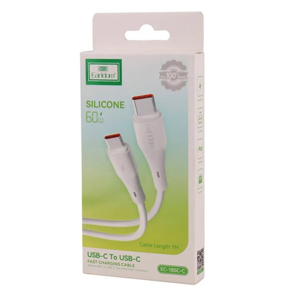 کابل شارژر دوسر تایپ سی TYPE C ارلدام Earldom مدل EC 185C-C متراژ 1 متر