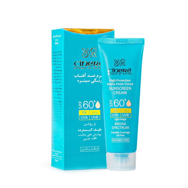 ضد آفتاب رنگی و فاقد چربی سینره SPF 60 بژ روشن حجم ۵۰ میل — تصویر ۳