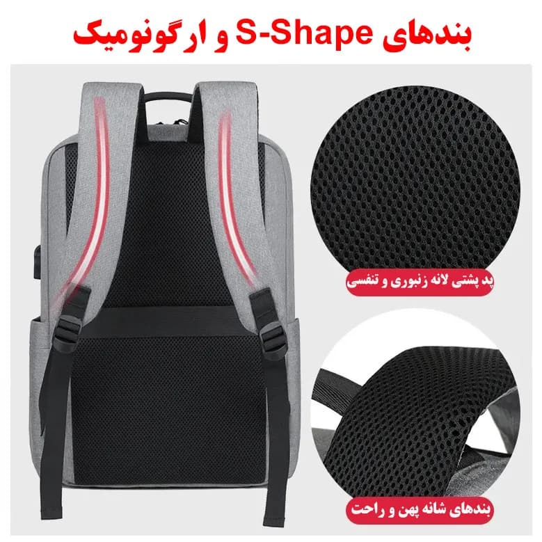 کوله پشتی لپ تاپ مدل 1139 مناسب برای لپ تاپ 14.1 تا 15.6 اینچی — تصویر ۷