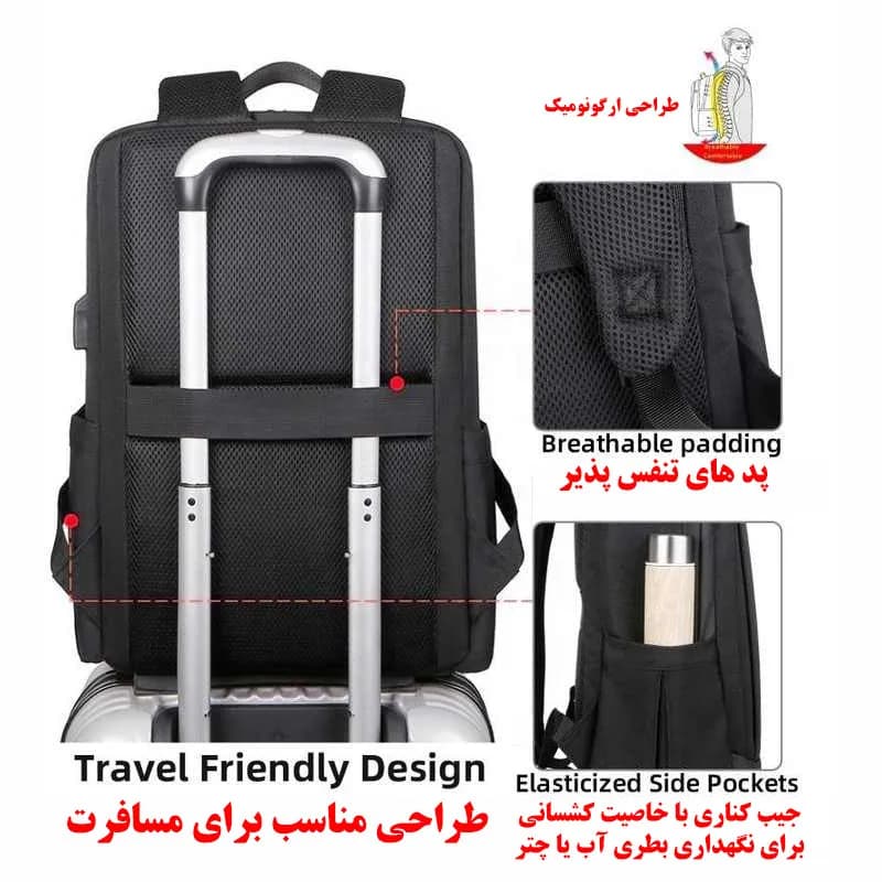 کوله پشتی لپ تاپ مدل 1139 مناسب برای لپ تاپ 14.1 تا 15.6 اینچی — تصویر ۶