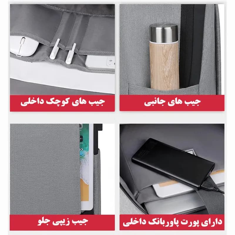 کوله پشتی لپ تاپ مدل 6301 مناسب برای لپ تاپ 14.1 تا 15.6 اینچی — تصویر ۸