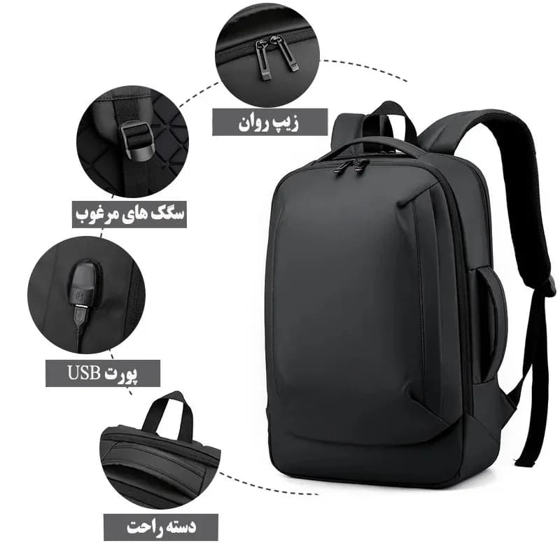 کوله پشتی لپ تاپ مدل 2104 مناسب برای لپ تاپ تا 15.6 اینچی — تصویر ۶