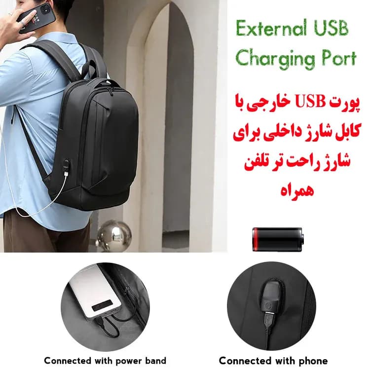 کوله پشتی لپ تاپ مدل 2104 مناسب برای لپ تاپ تا 15.6 اینچی — تصویر ۳