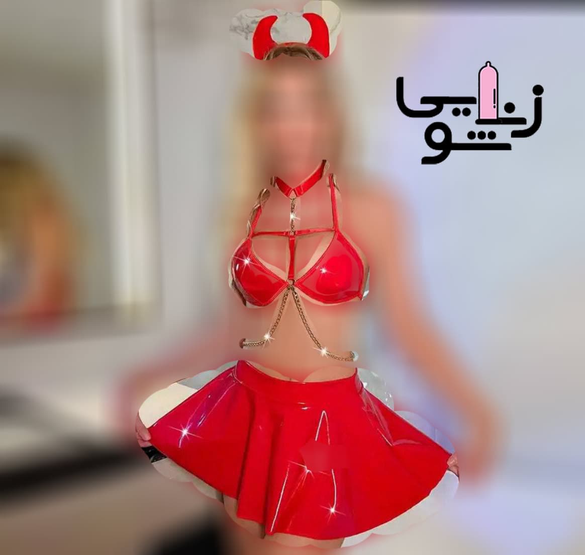 ست لاتکس زنجیری کد 7019 قرمز — تصویر ۱۱
