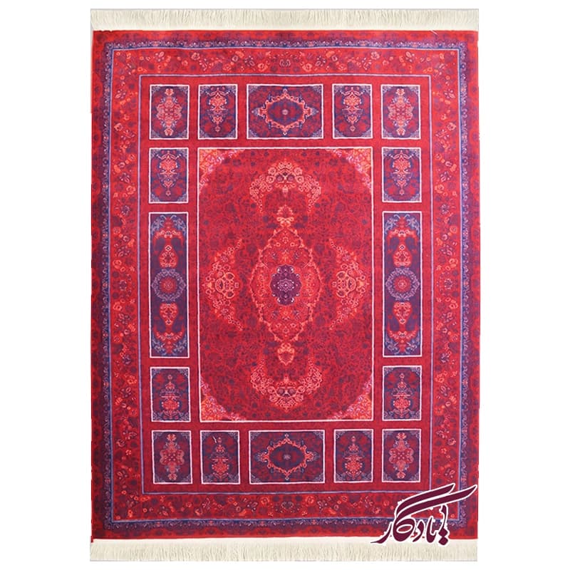 فرش طرح کتیبه لاکی سرمه‌ای کاربنی ۱۲۰۰ شانه گل برجسته (کلکسیون آوانگارد) — تصویر ۳