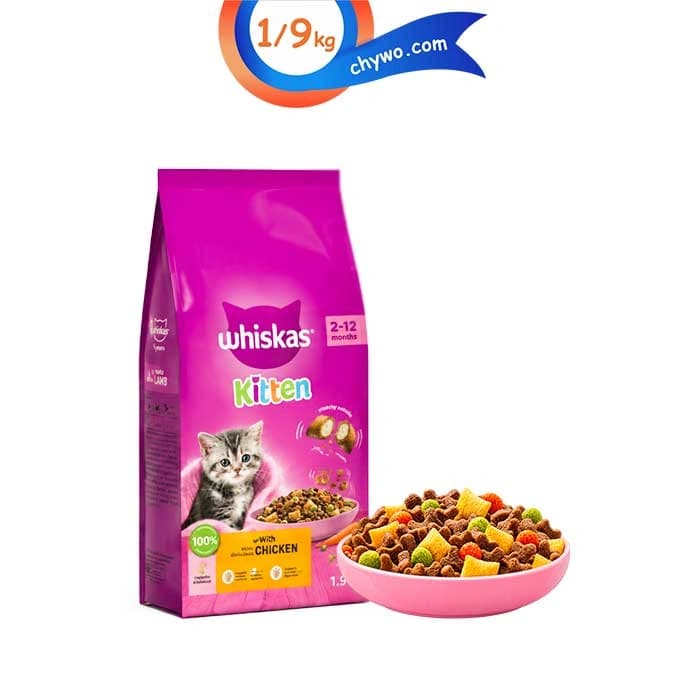 غذا خشک بچه گربه ویسکاس طعم مرغ حاوی دانه های تشویقی وزن 1/9 کیلوگرم Whiskas Kitten With Chicken