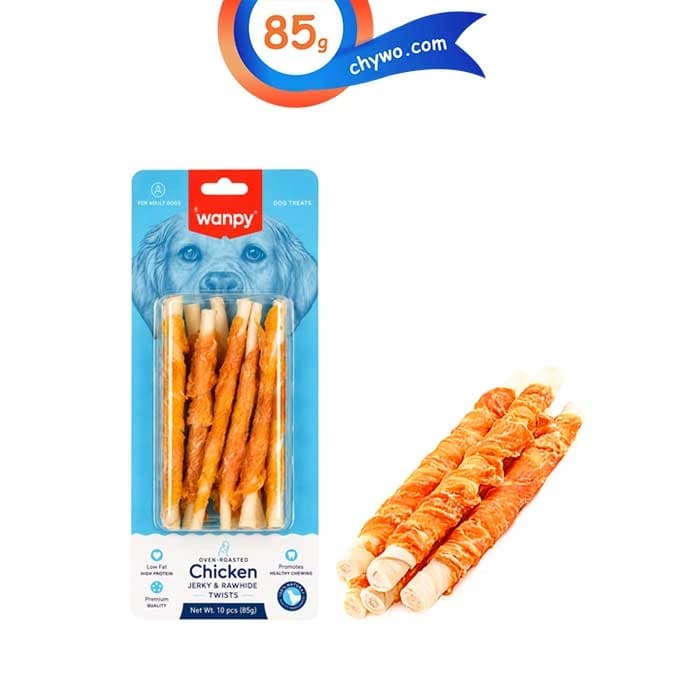 تشویقی سگ ونپی دورپیچ مرغ مدل روهاید 10 عددی وزن 85 گرم Wanpy Chicken Jerky & Rawhide