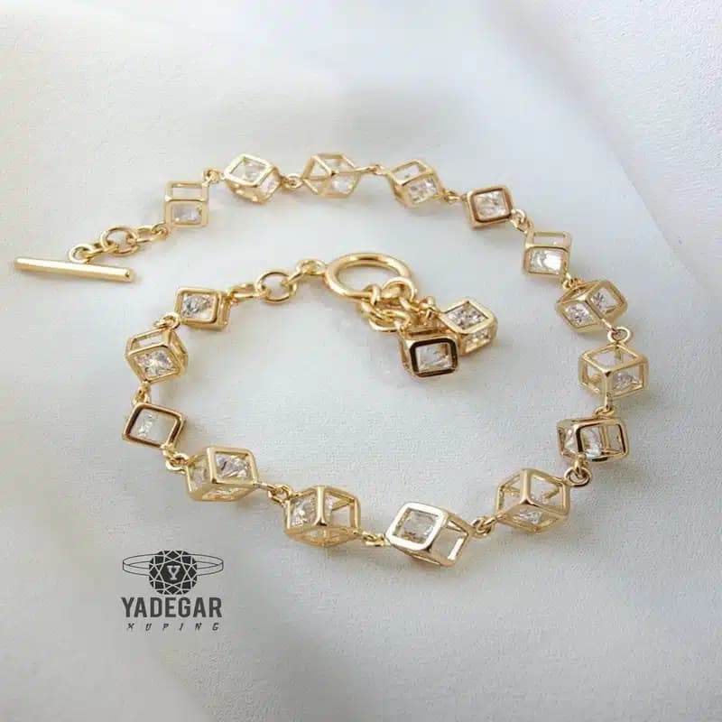 دستبند ژوپینگ طرح مکعب و الماس کد x121