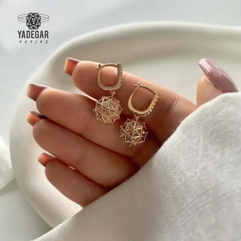 گوشواره ژوپینگ گوی و الماس کد x109 — تصویر ۲