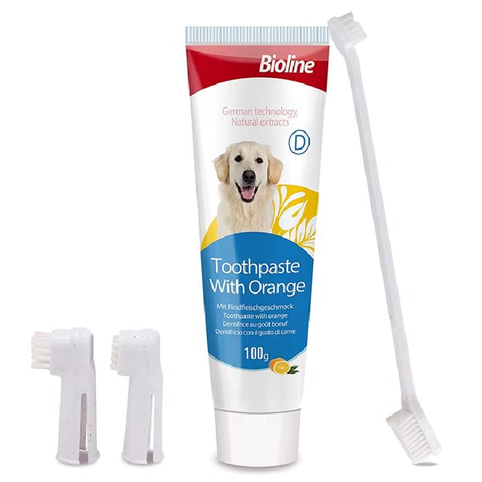 ست خمیر دندان و مسواک سگ بایولاین طعم پرتقال وزن 100 گرم Bioline toothpaste with Orange Flavor — تصویر ۶