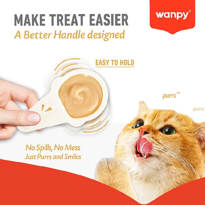 بستنی قاشقی گربه ونپی طعم مرغ وزن 16 گرم (تکی یک عددی) Wanpy Lickable Cream Chicken — تصویر ۲