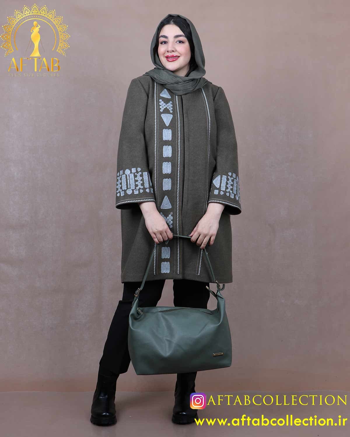 پالتو فوتر گلدوزی مزونی سایزبزرگ 6416 — تصویر ۵