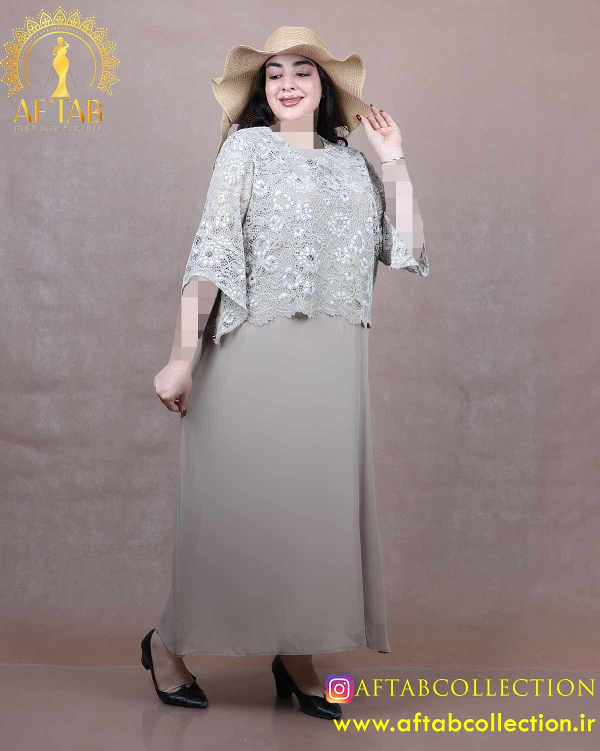 پیراهن مجلسی بالاتنه گیپور سایزبزرگ 6387 — تصویر ۹