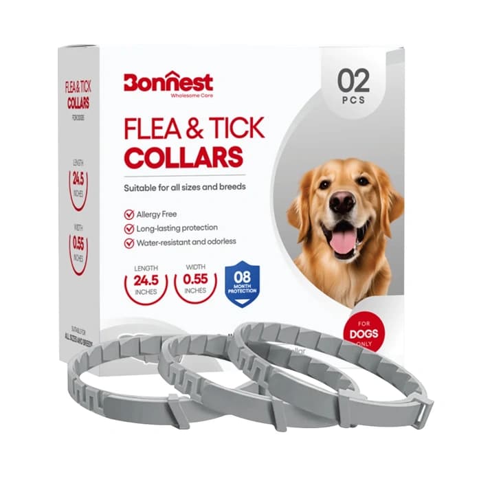 قلاده ضد کک و کنه سگ بونست رنگ طوسی بسته 2 عددی Bonnest Flea & Tick