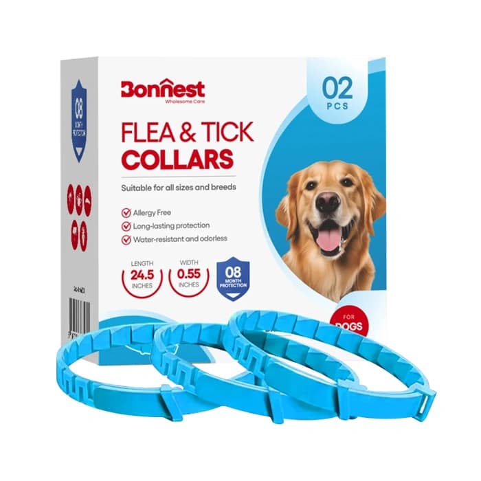 قلاده ضد کک و کنه سگ بونست رنگ آبی بسته 2 عددی Bonnest Flea & Tick