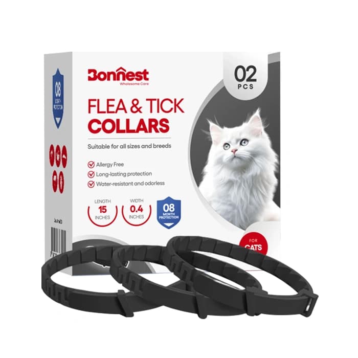 قلاده ضد کک و کنه گربه بونست رنگ مشکی بسته 2 عددی Bonnest Flea & Tick