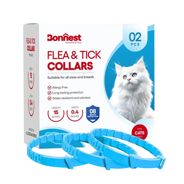 قلاده ضد کک و کنه گربه بونست رنگ آبی بسته 2 عددی Bonnest Flea & Tick