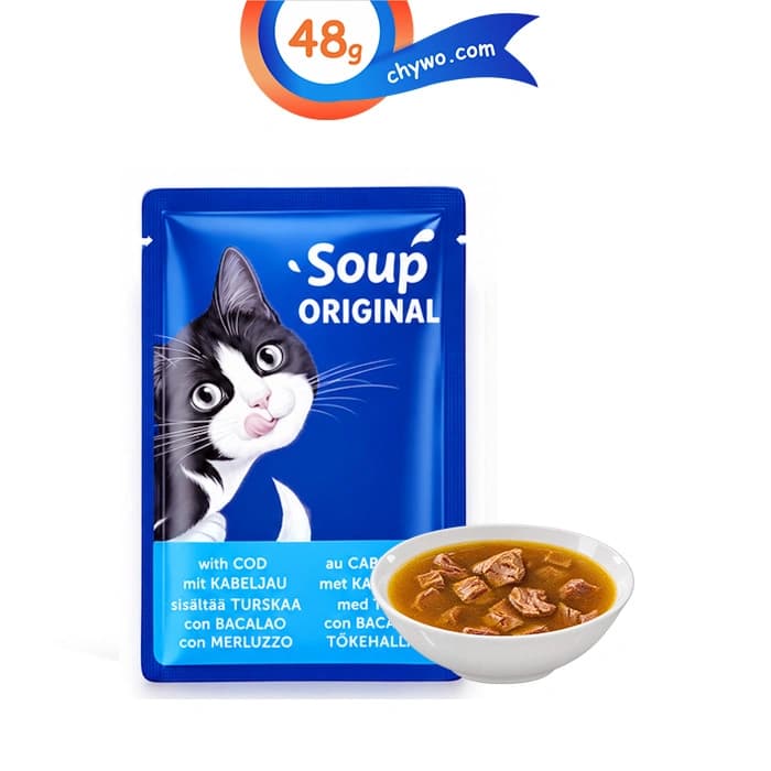 سوپ گربه فلیکس طعم ماهی کاد وزن 48 گرم Felix Soup Orginal Cod