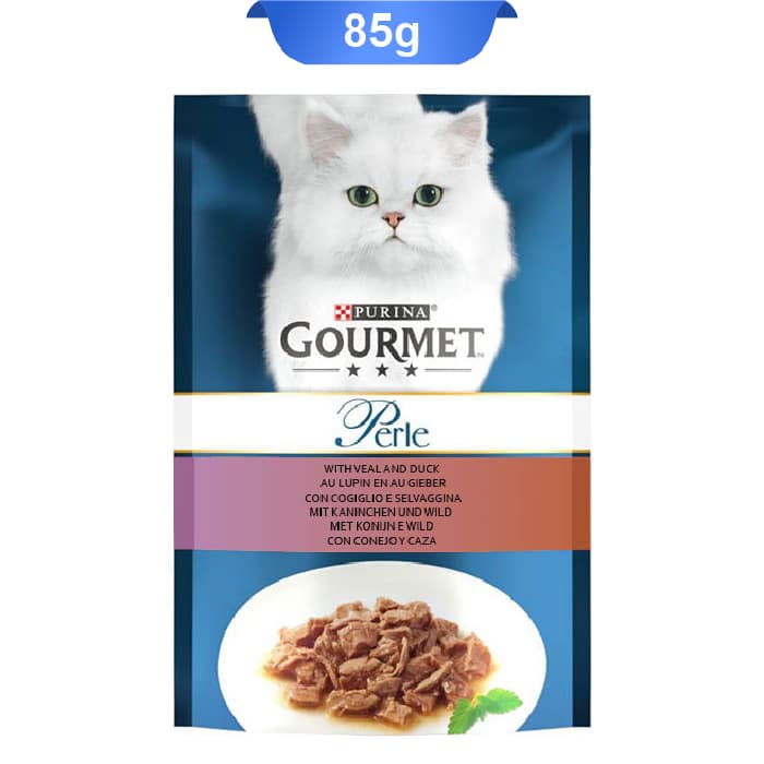 پوچ گربه بالغ گورمت پورینا طعم گوشت گوساله و اردک وزن 85 گرم کد 103234 Gourmet Pouch