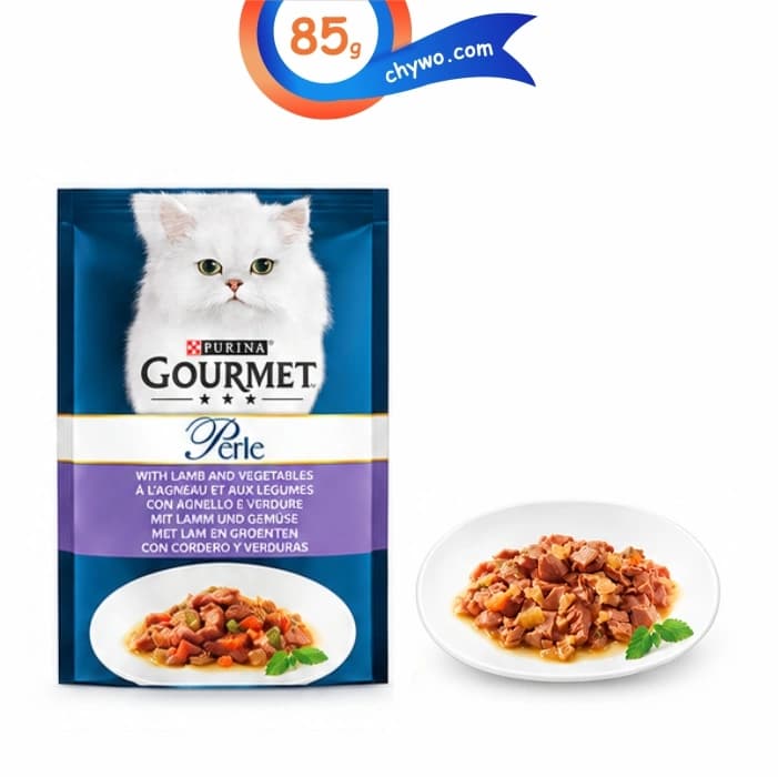 پوچ گربه بالغ گورمت پورینا طعم بره با سبزیجات وزن 85 گرم کد 103229 Purina Gourmet Perle — تصویر ۲