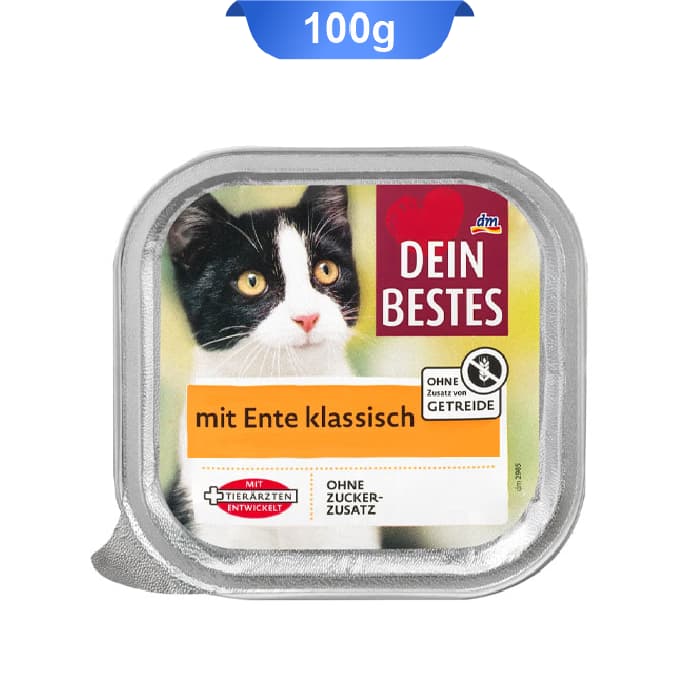 ووم گربه دین بست طعم اردک وزن 100 گرم Dein Bestes Mit Ente Klassisch