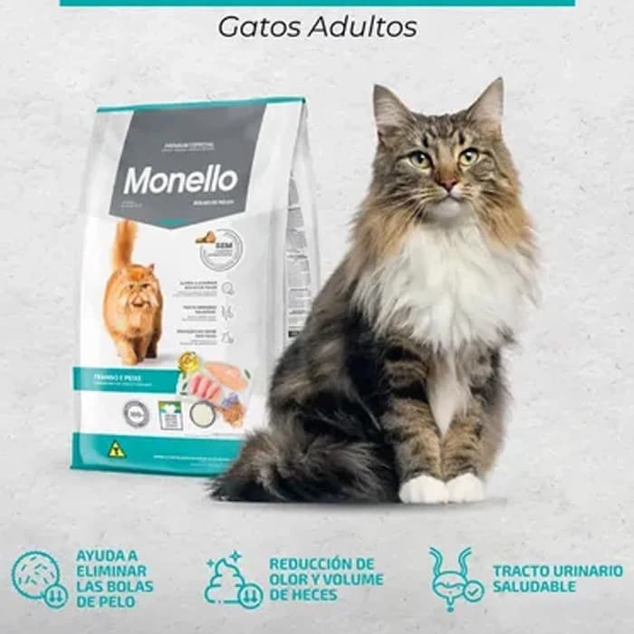 غذای خشک گربه بالغ مونلو طعم مرغ و ماهی مدل هیربال وزن 10 کیلوگرم Hairball monello — تصویر ۵