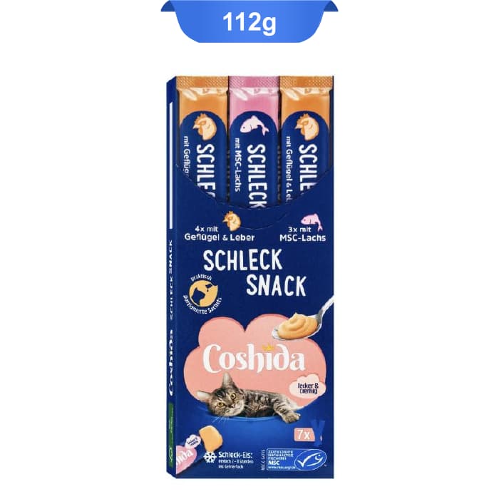 بستنی کوشیدا گربه طعم مرغ و جگر و ماهی (7 عددی) وزن 112 گرم کد 108072 Coshida Schleck Snack