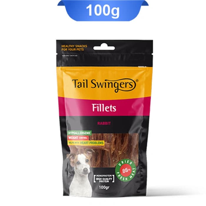 تشویقی سگ تیل سوینگرز مدل فیله خرگوش وزن 100 گرم Tail Swingers Fillets Rabbit