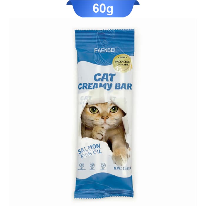 بستنی گربه فنبی طعم ماهی سالمون و روغن ماهی (4 عددی) وزن 60 گرم کد 103219 Faenbei Cat Creamy Bar Salmon &amp; Fish Oil