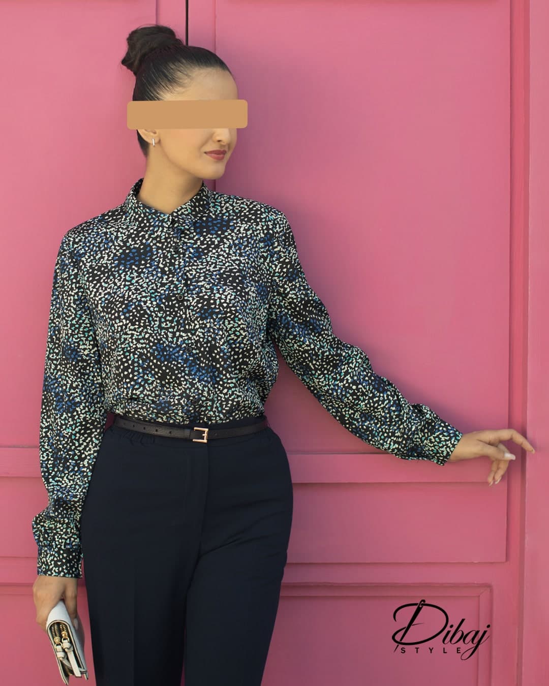 شومیز مشکی خالدار مدرن (مدل آرتا)