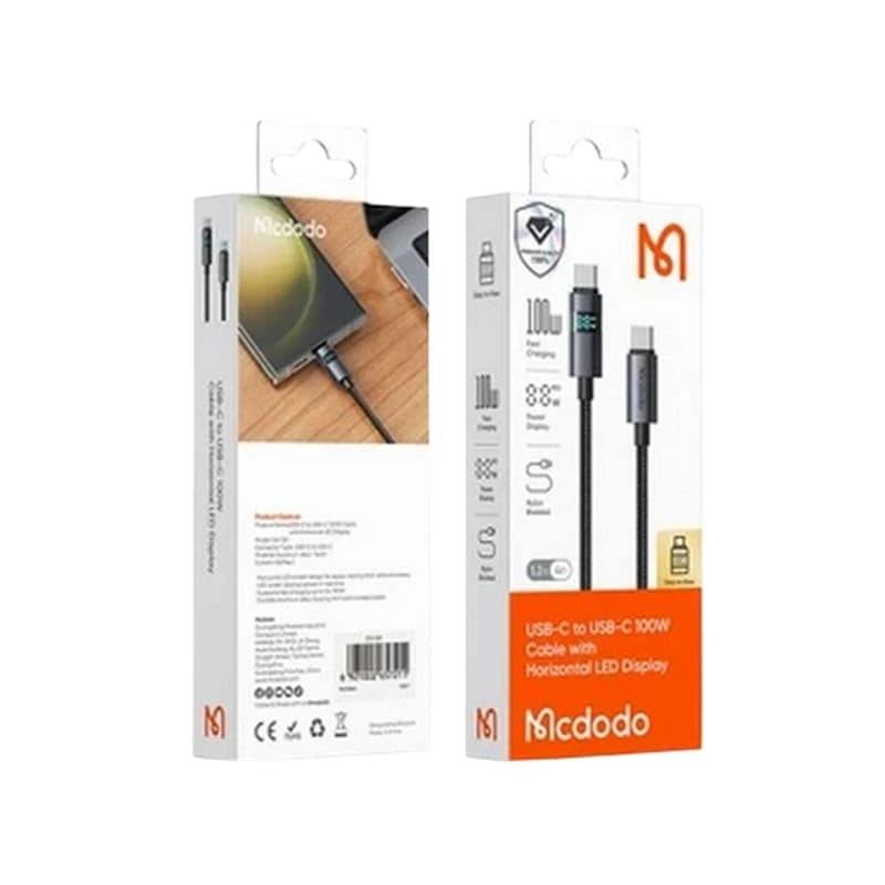 کابل مک دودو CA-5610 Type-C به Type-C | 100 وات با نمایشگر LED — تصویر ۹