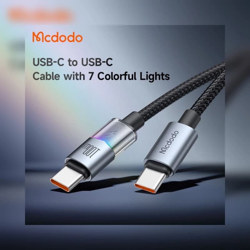کابل مک دودو CA-8200 تایپ C به تایپ C 100 وات | RGB — تصویر ۲