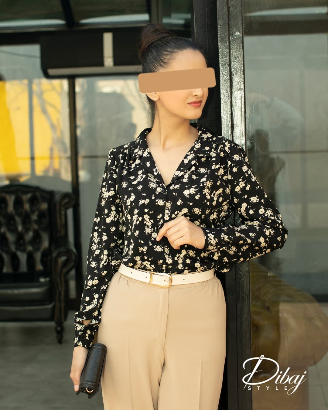 تونیک مشکی گلدار (مدل تبسم)